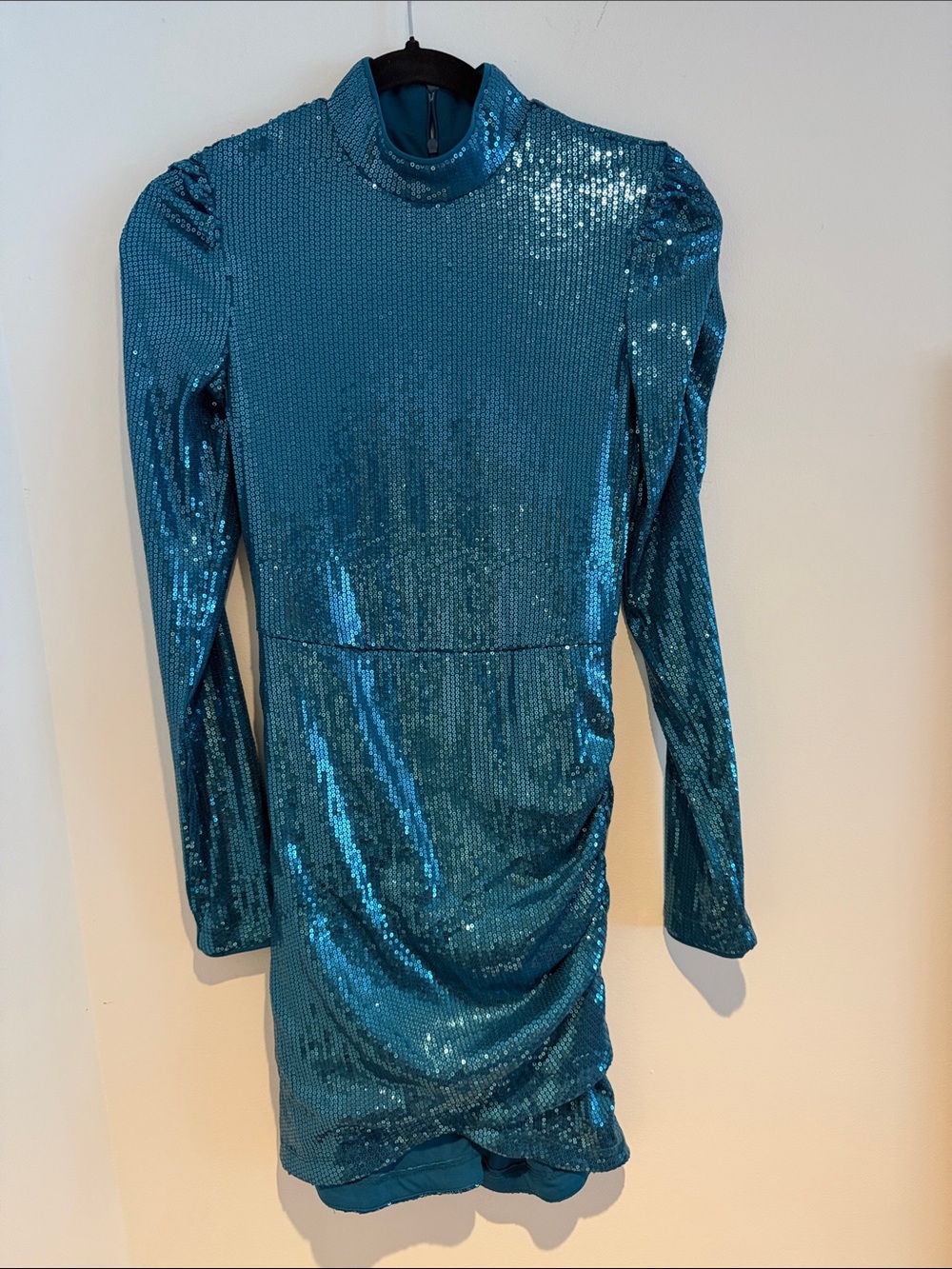 Dynamite Teal Sequin Long-Sleeve Mini Dress